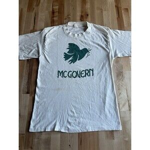 Vintage 70s George McGovern Campaign Tee Single Stitch Dove Olive Branch Peace